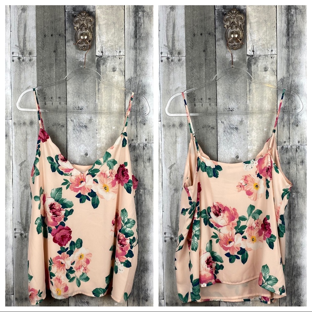 Socialite Blush Floral Scalloped Cami Size XL New! - Picture 2 of 13
